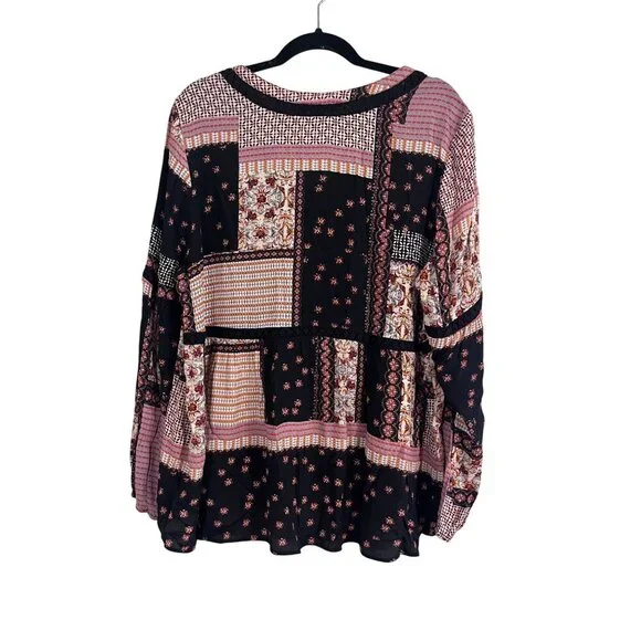 Gibson Top XL Orange Floral Patchwork Hippie Peasant Boho Western Floral Babydol - Picture 3 of 11